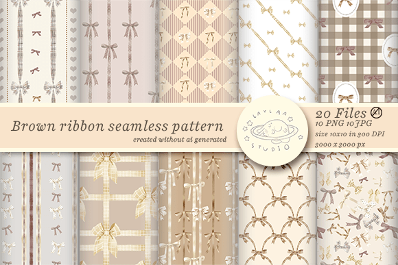 Brown Ribbon Bow Seamless Pattern