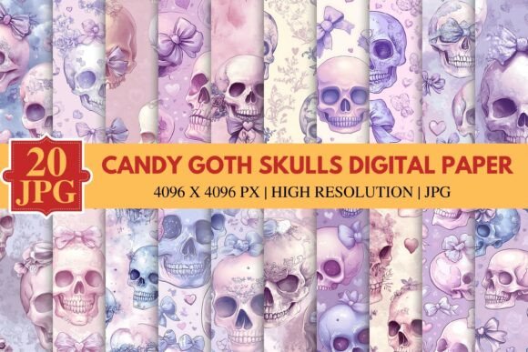 Candy Goth Skulls Digital Paper