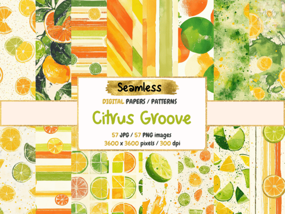 Citrus Groove Seamless Digital Papers: A Vibrant Addition to Your Creative Projects