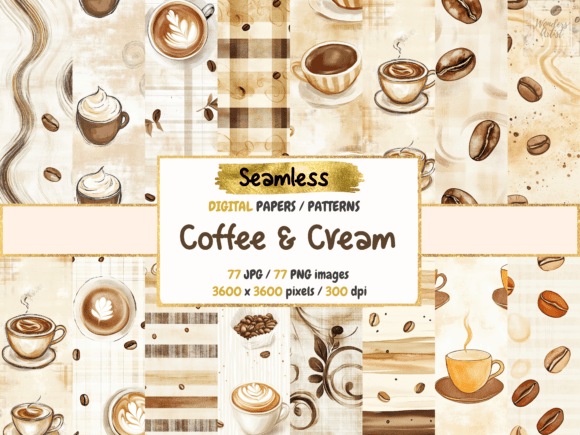 Coffee Cream Seamless Digital Papers