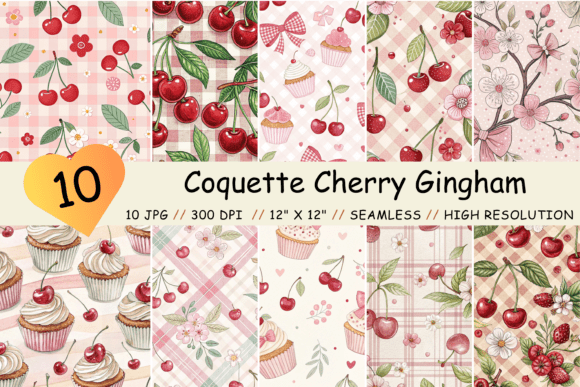 Coquette Cherry Gingham Seamless Pattern: A Versatile Design for Creative Projects