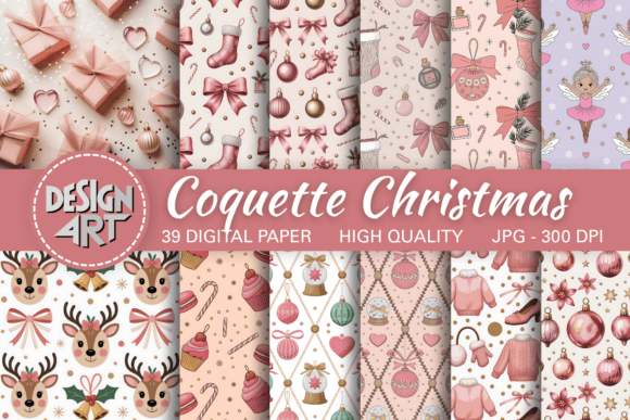 Coquette Christmas on Gold Dots Pattern: A Stylish Addition to Your Holiday Projects