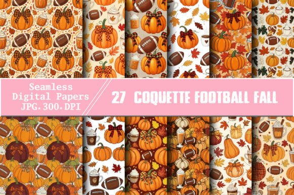 Coquette Football Fall Seamless Pattern: A Creative Essential for Stationery and More
