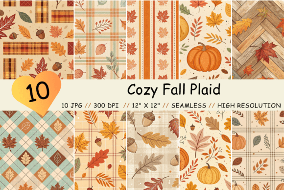 Cozy Fall Plaid Seamless Pattern Digital
