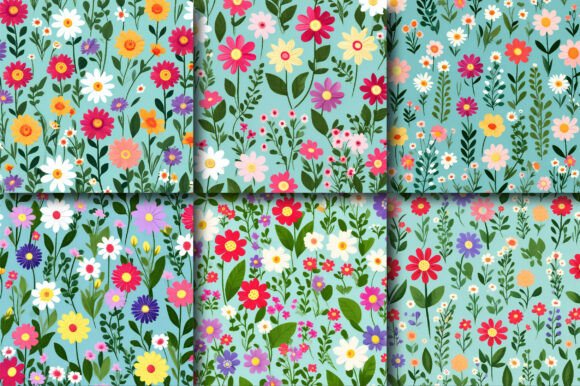 Cute Ditsy Flowers Garden Digital Papers