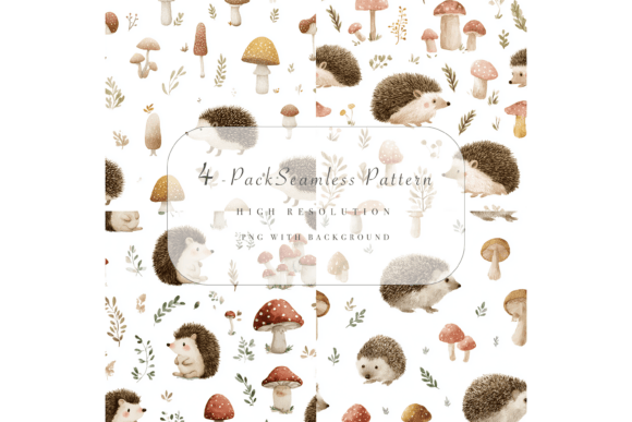 Hedgehog Seamless Pattern 4-Pack