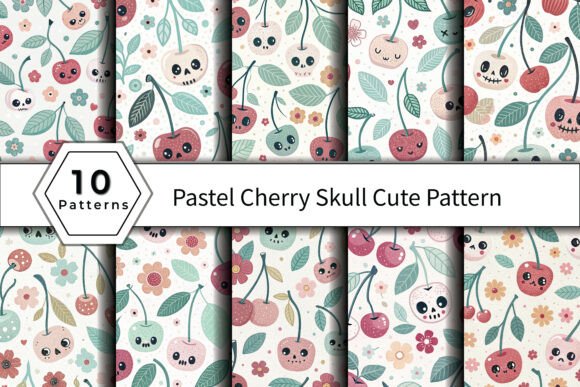 Pastel Cherry Skull Cute Pattern: A Versatile Design for Creative Projects