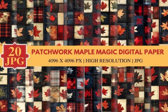 Patchwork Maple Magic Digital Paper: A Versatile Autumn Design Tool