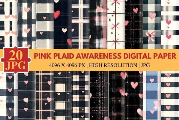 Pink Plaid Awareness Digital Paper – Stylish Support for Creative Projects