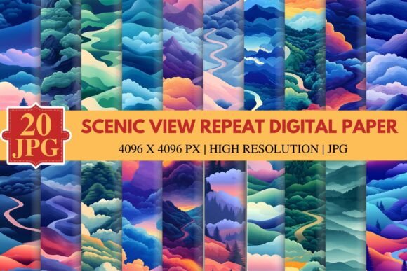 Scenic View Repeat Digital Paper: A Nature-Inspired Design Solution for Creative Projects