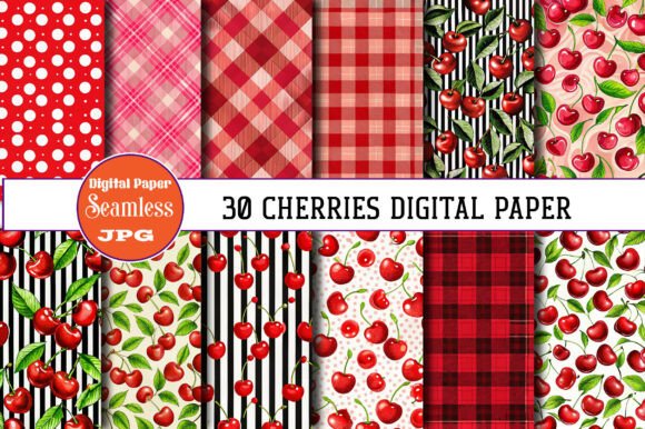 Seamless Cherries Digital Paper