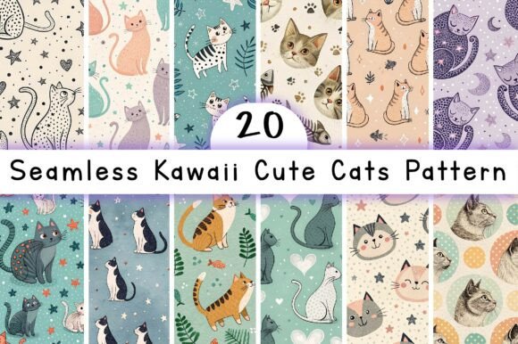 Seamless Kawaii Cute Cats Pattern: A Versatile Design Element for Creative Projects