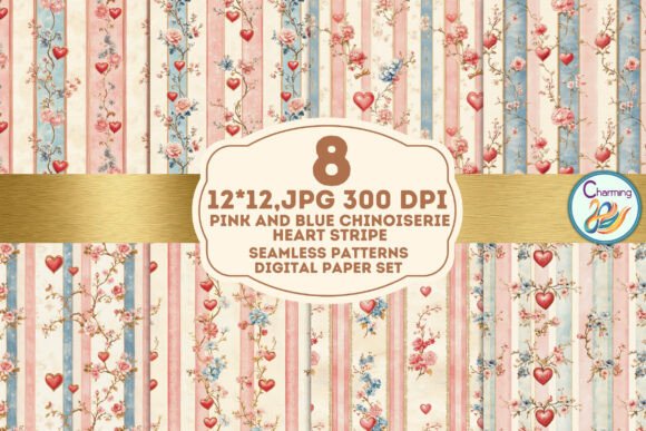 Seamless Paper Pink Chinoiserie Heart: A Versatile Digital Design for Modern Creativity
