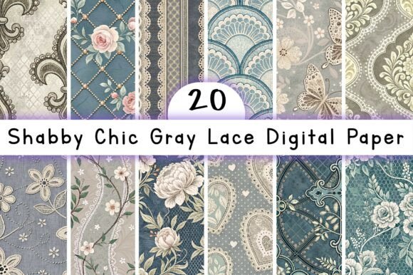 Shabby Chic Gray Lace Digital Paper