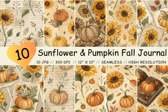 Sunflower Pumpkin Fall Journal Pattern: A Creative Digital Resource for Autumn Projects
