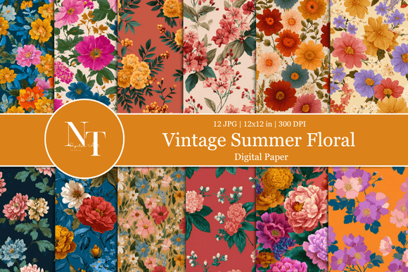 Vintage Cottage Summer Floral Pattern: A Timeless Addition to Your Creative Projects