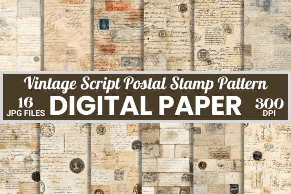 Vintage Old Script Postal Stamp Pattern: A Stylish Digital Design for 2025