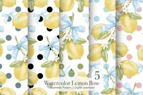 Watercolor Lemon Bow Seamless Pattern: A Versatile Summer Design for Creative Projects