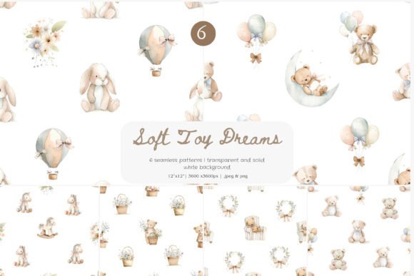 Watercolor Pattern Nursery Animals Set: Adorable Clipart for Baby Rooms and More