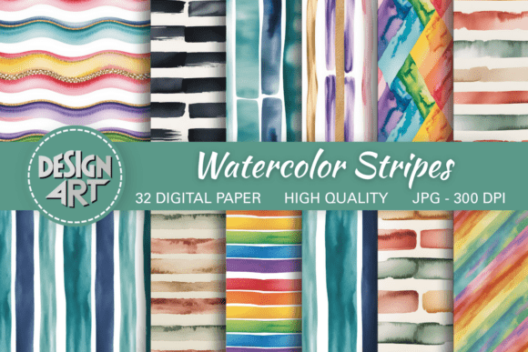 Watercolor Stripes Pattern Digital Paper: A Creative Resource for Modern Designers